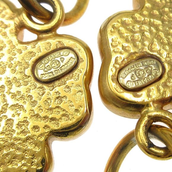 Chanel Clover Dangle Piercing Earrings Gold 03P - Picture 2 of 4